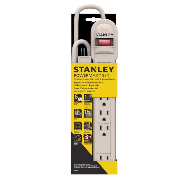 New STANLEY 6-Outlet Power Strip with Spaced Outlet - Picture 4 of 5